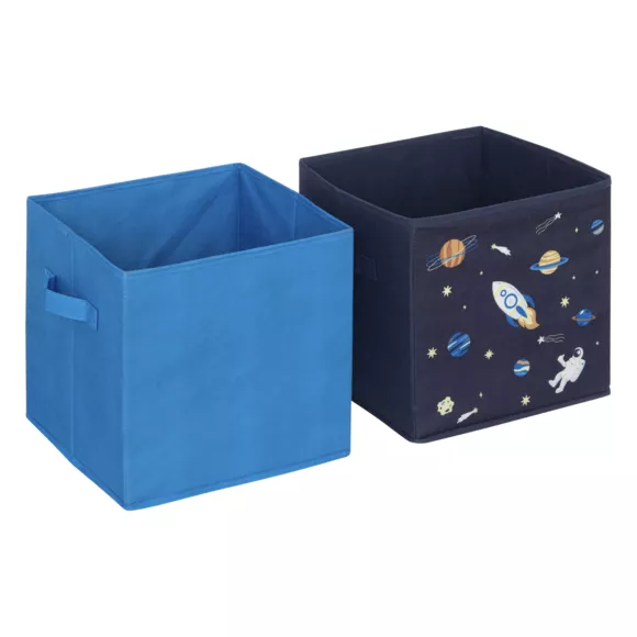Lote de 2 cestas infantiles de almacenamiento(29 x 29 cm) Espace Azul