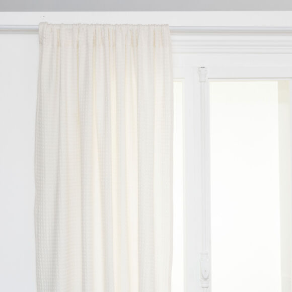 Vorhang Waffelgewebe mit Stangendurchzug (130 x 260 cm) Widdy Cremeweiß