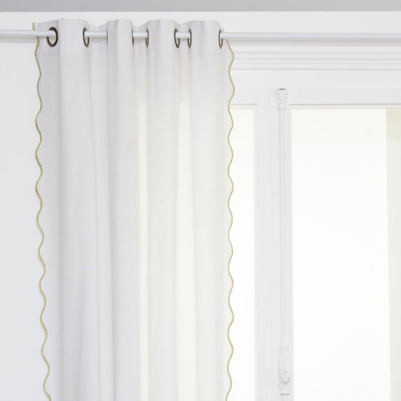 Vorhang aus recycleter Baumwolle (140 x 260 cm) Biskwit Weiß