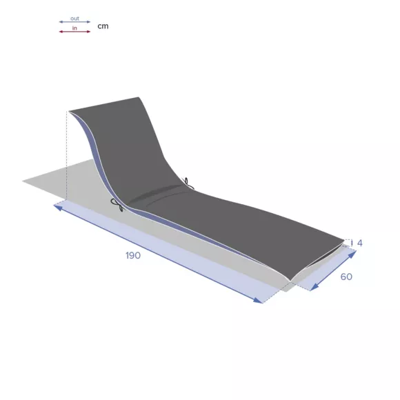 Coussin de transat déhoussable (L190 cm) Korai  Bleu canard
