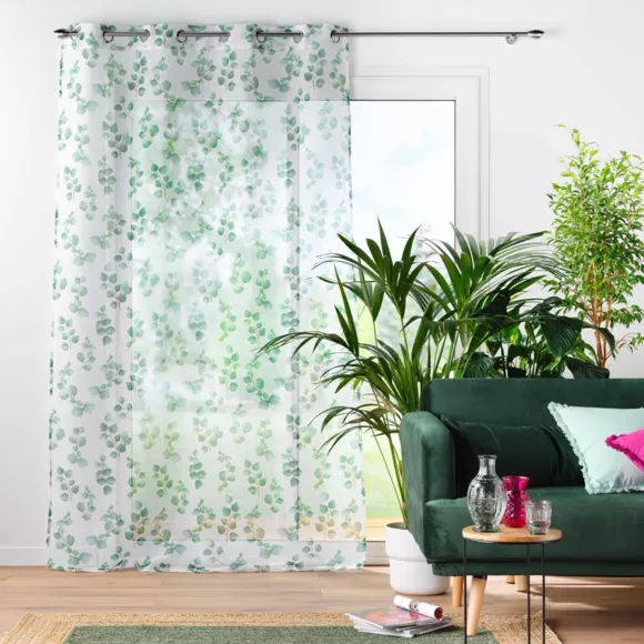 PANNEAU A OEILLETS 140 x 240 CM VOILE SABLE IMPRIME LEANDRE