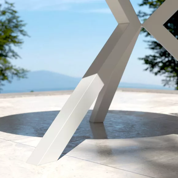 Tuintafel 6 zitplaatsen Aluminium/Keramiek Kore (D120 cm) - Wit/Licht grijs