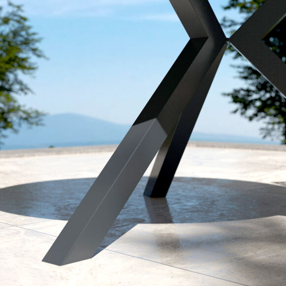 Mesa de jardín 6 personas Aluminio/Cerámica Kore (D120 cm) - Gris antracita