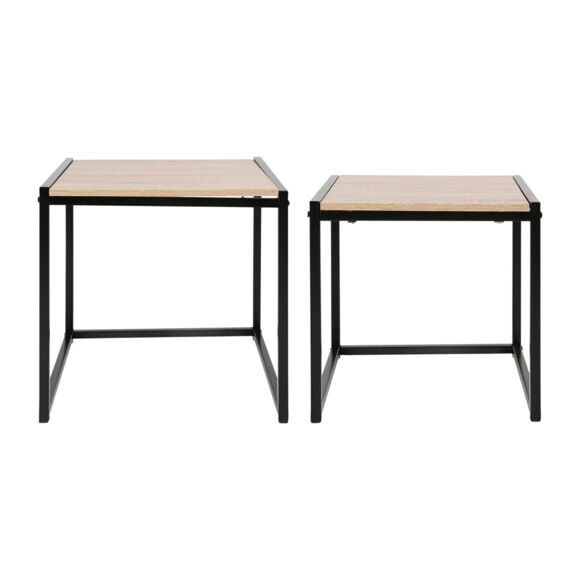 Set di 2 tavolini quadrati legno e metallo Industriale