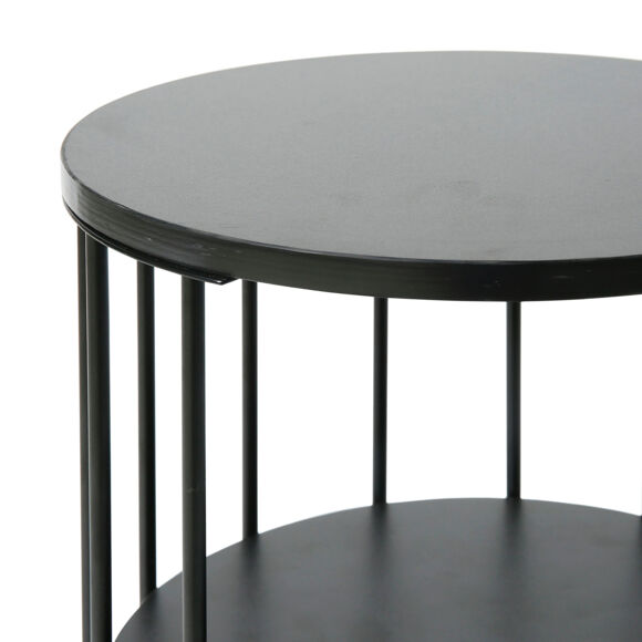 Tavolino rotondo 3 ripiani metallo (H50 cm) Nero