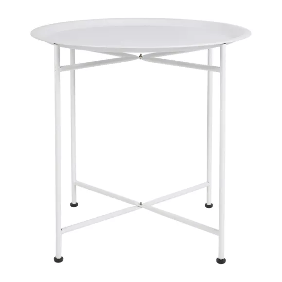 TABLE D'APPOINT MƒTAL BLANCHE Dim : D47xH50cm