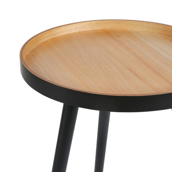 Table d'appoint tripode ronde en bois (H49 cm) Noir