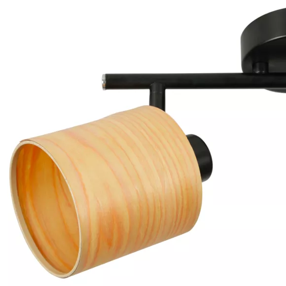 Plafondlamp 2 spots Metaal en Hout (L40 cm) Alaska Zwart
