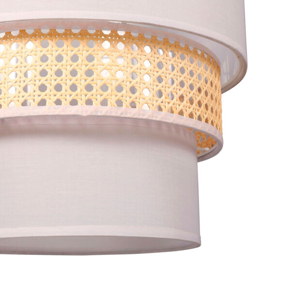 Lámpara de techo redonda tela (D35 cm) Cannage Blanco