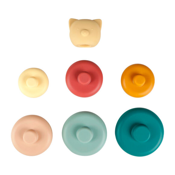 Torre de anillos para apilar bebé silicón (16 cm) Ours Multicolor