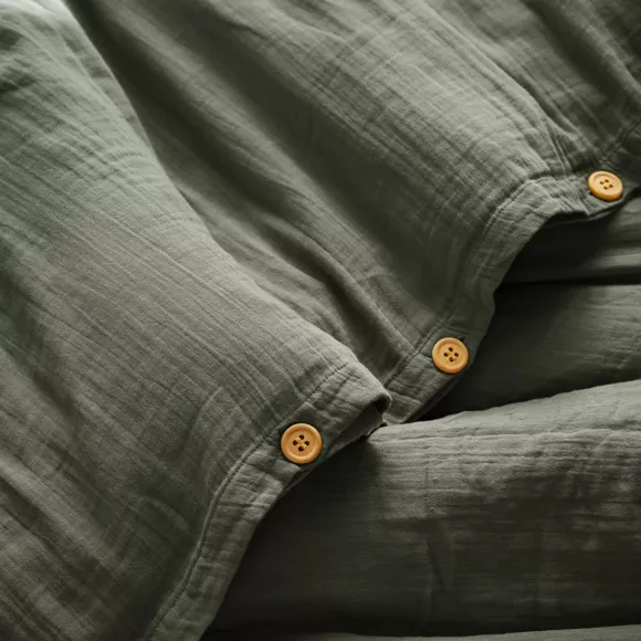 Bettbezug aus Baumwoll-Gaze (280 cm) Gaïa Rosmaringrün 2