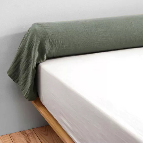 Taie de traversin gaze de coton (L185 cm) Gaïa Vert romarin 3