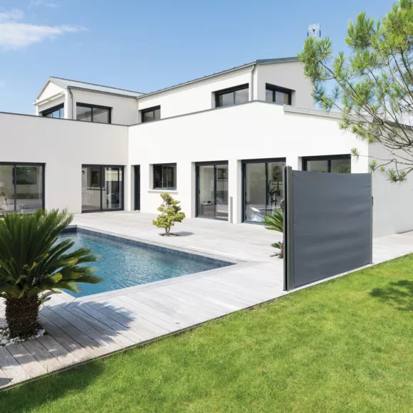 Paravent rétractable double Capao - Gris graphite
