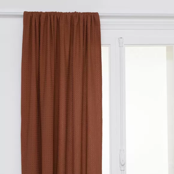 Cortina tejido panal con pasador de barra  (130 x 260 cm) Widdy Terracota