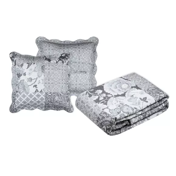 Couvre-lit et taies d'oreiller (240 x 220 cm) Octavia Gris