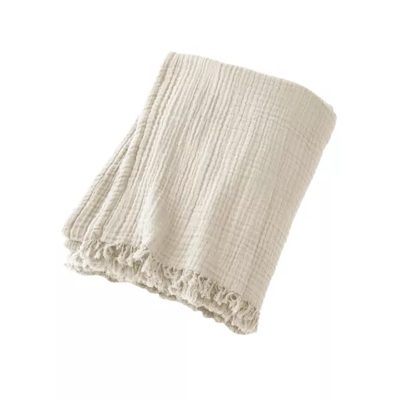 Plaid gaze de coton (130 x 160 cm) Gaïa Beige pampa