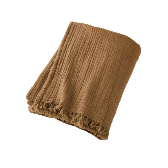 Plaid aus Baumwoll-Gaze (220 cm) Gaïa Camel 3