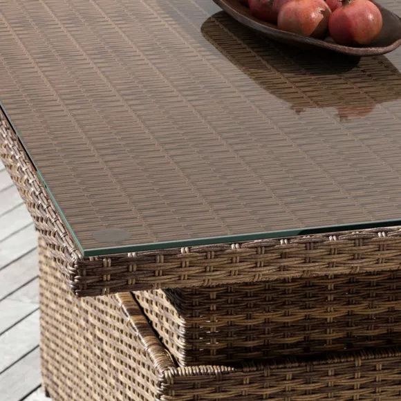 Mesa de jardín levantable en vidrio 7 lugares (145 x H5172 cm) Tivoli - Natural