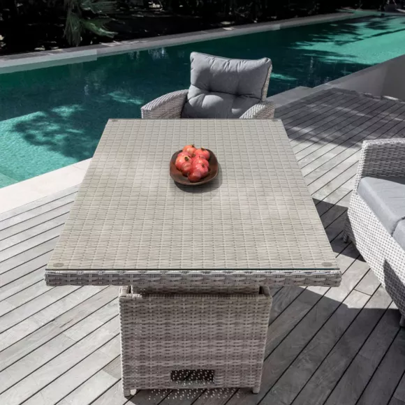 Mesa de jardín levantable en vidrio 7 lugares (145 x H5172 cm) Tivoli - Gris