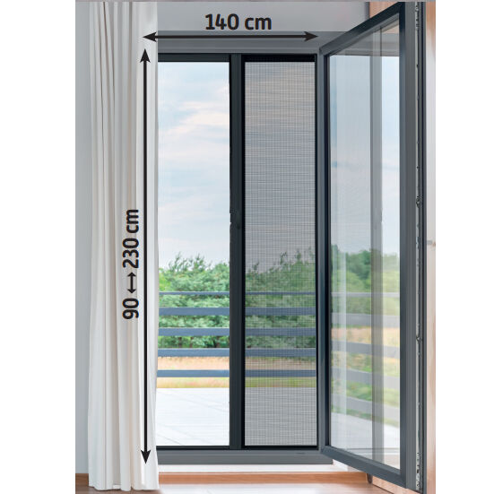 Moustiquaire porte fenêtre enroulable latérale (140 x 230 cm) Moustyk Grau