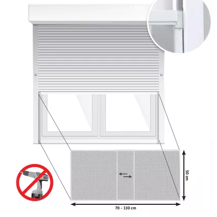 Mosquitera  con marco extensible para ventana enrollable (70/130 x 50 cm) Moustyk Gris