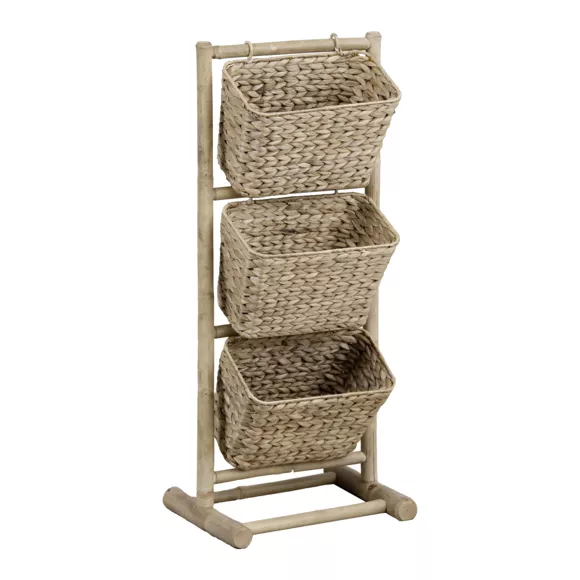 ETAGERE EN CANNE DE BAMBOU A ASSEMBLER 3 PANIERS JACINTHE INCLINES - BAMBOU