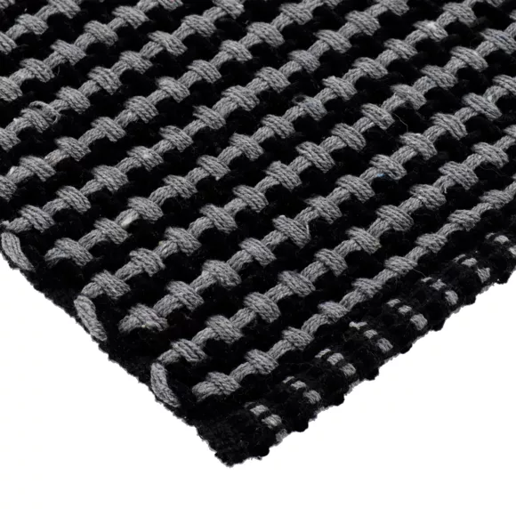 TAPIS POLYESTER/COTON TRESSE 50X120 CM - GRIS ANTHRACITE/NOIR