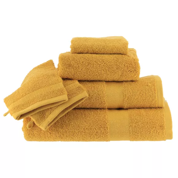 Juego de 2 guantes de baño en algodón (15 x 21 cm) Timeless Amarillo mostaza