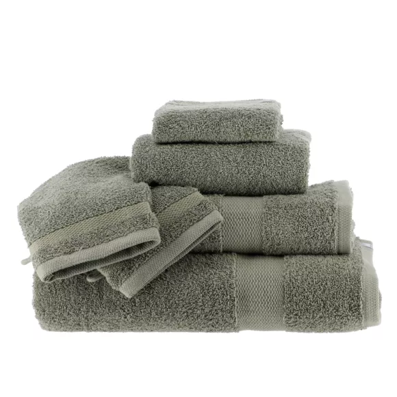 Set van 2 katoenen washandjes (15 x 21 cm) Timeless Kaki Groen