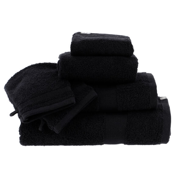 Lot de 2 gants de toilette coton (15 x 21 cm) Timeless Noir