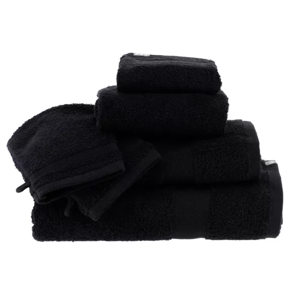 Juego de 2 guantes de baño en algodón (15 x 21 cm) Timeless Negro