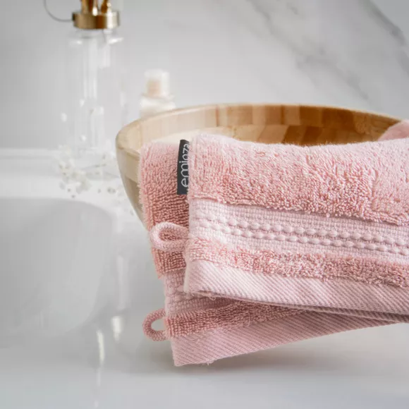 Set van 2 washandjes biologisch katoen Méline Perzik roze