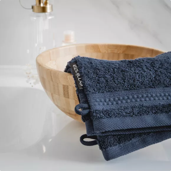 Set van 2 washandjes biologisch katoen Garance Nachtblauw 2