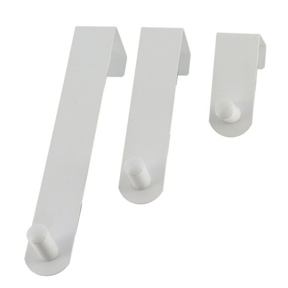 Lot de 3 patères de porte acier inoxydable (H7-13-19 cm) Blanc