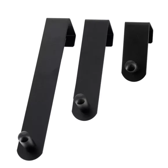 Set van 3 deurhaken roestvrij staal (H7-13-19 cm) Zwart