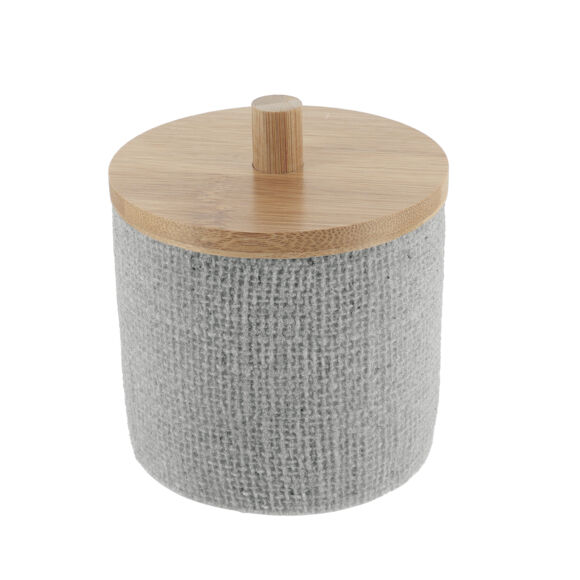 Caja para algodón con tapa (D10 cm) efecto Malla Gris