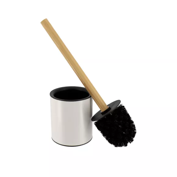 Scopino WC metallo Puro  bambù Bianco