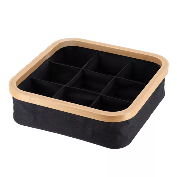 Organizer quadratisch faltbar 9-Fächer (L30 x H10 cm) Purebamboo Schwarz