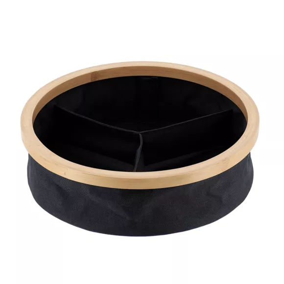 Organizer rund faltbar 3-Fächer (D30 x H10 cm) Purebamboo Schwarz