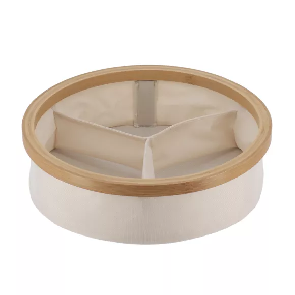 Organizer rund faltbar 3-Fächer (D30 x H10 cm) Purebamboo Cremeweiß