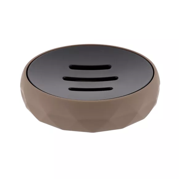 SET GOBELET DISTRIBUTEUR A SAVON ET PORTE SAVON ABS + RUBBER - MARRON