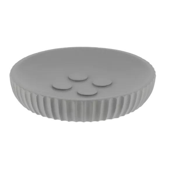 Set di accessori bagno in resina Strié Grigio