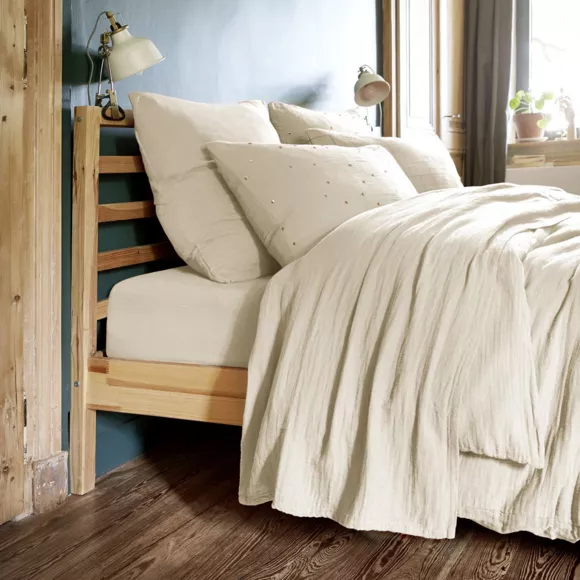 Bettlaken aus Baumwoll-Gaze (240 cm) Gaïa Beige 2