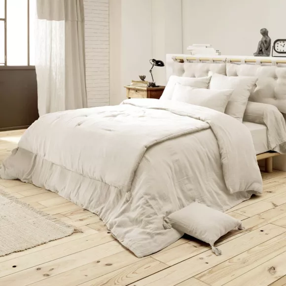 Bettlaken aus Baumwoll-Gaze (240 cm) Gaïa Beige 3