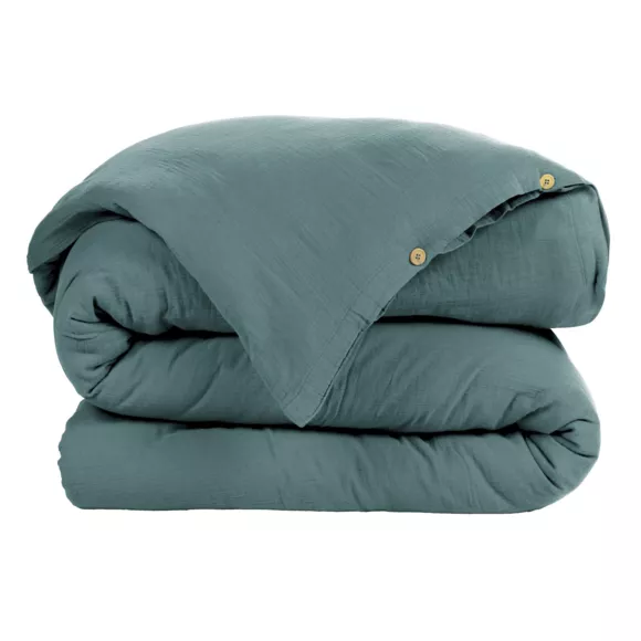 Housse de couette gaze de coton (140 cm) Gaïa Bleu canard 2