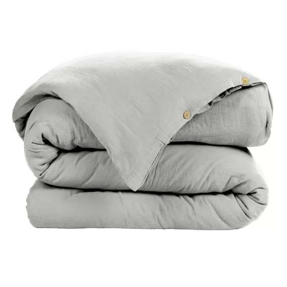 Housse de couette gaze de coton (240 cm) Gaïa Gris nuage 2