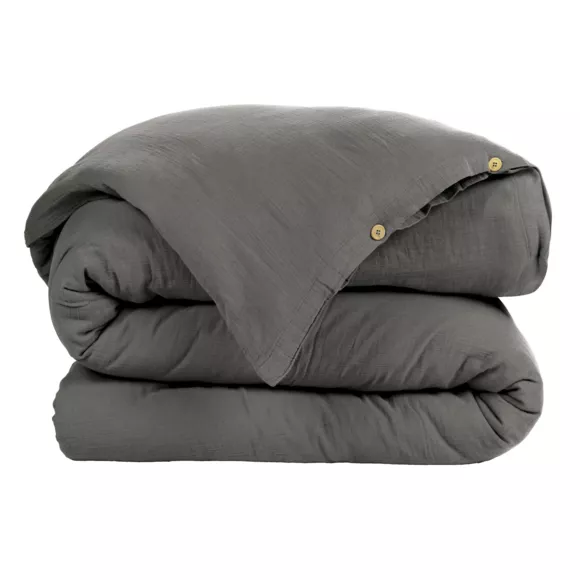 Funda Nórdica en gasa de algodón (200 cm) Gaïa Gris granito 2