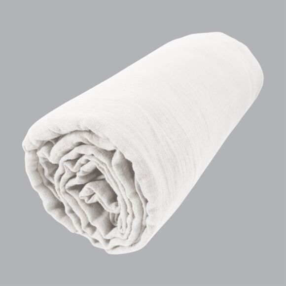 Sábana bajera de gasa de algodón(140 x 200 cm) Gaïa Blanco chantilly