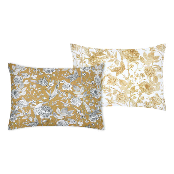 Federa cuscino letto rettangolare percalle di cotone (50 x 70 cm) Jacinthe Giallo senape