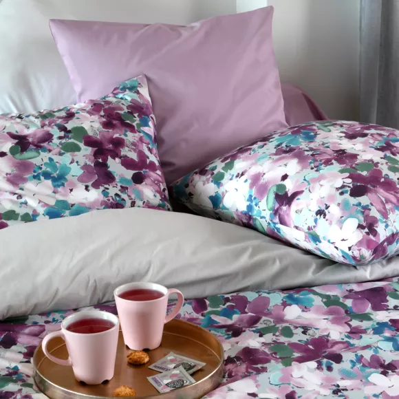 Funda nórdica en percal de algodón (260 x 240 cm) Pervenche Violeta púrpura